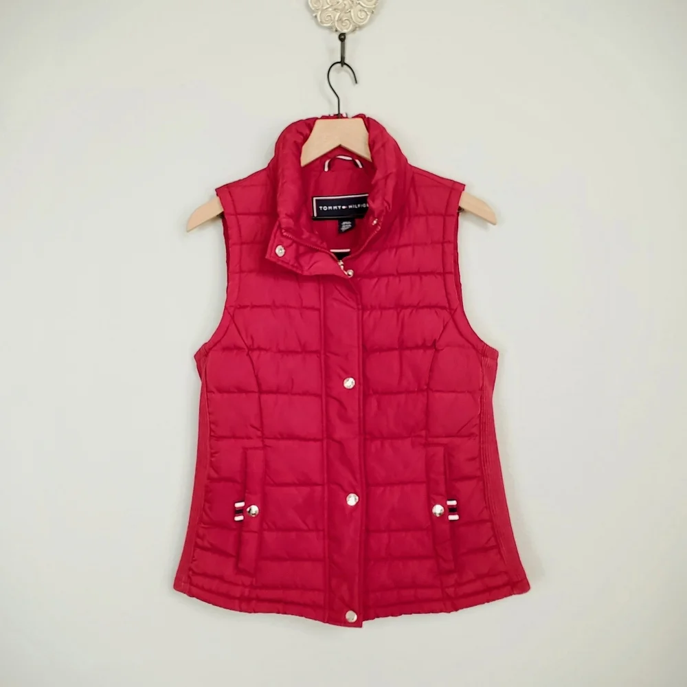 Tommy Hilfiger Red Puffer Vest Jacket - Size Small - Picture 13 of 17